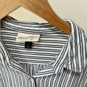 Short sleeve cuffed striped button up. Super soft!